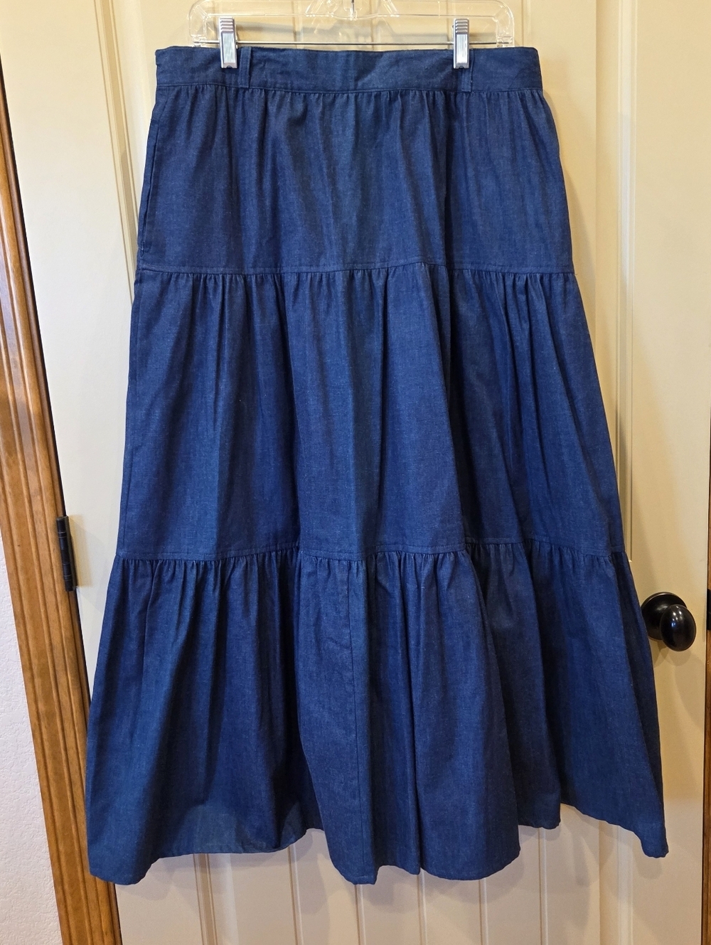 VTG Roper Sport Denim Tiered Maxi Skirt 17/18 Made in USA Western Boho New - Picture 2 of 13